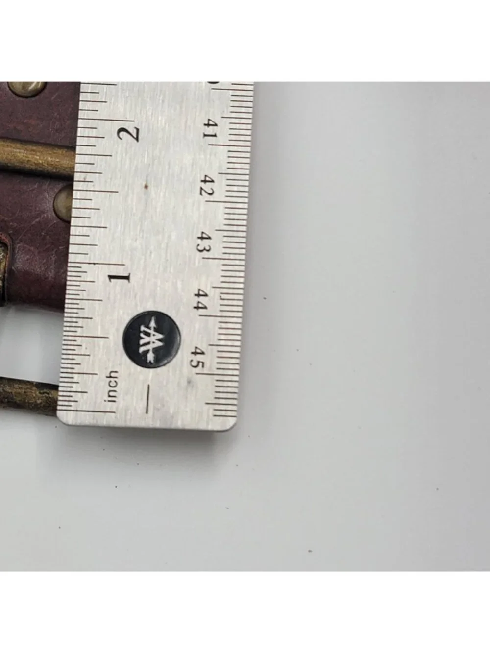 Vtg Y2K Boho  Brown Leather Studded Belt With Brass Buckle Unisex
